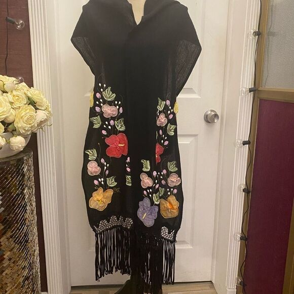 Ana R. By Ana Rosa 100% floral handmade scarf/ shawl , made in Mexico - Picture 1 of 11